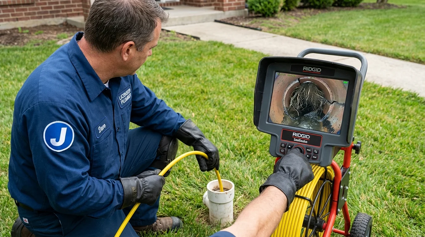 Sewer camera inspection being performed by Johns Plumbing LLC in Cheney